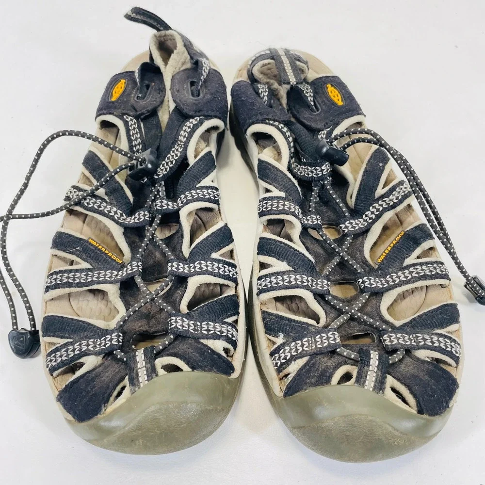 Keen Whisper Womens 10 Black Gray Waterproof Hiking Sport Sandals 1012229